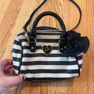 Betsey Johnson Black and White Striped Crossbody Bag